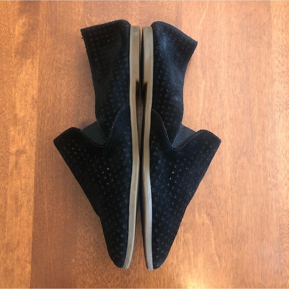 LUCKY BRAND | Perforated Black Suede Loafer Flat Slip On | Size 7 - 7.5 - Picture 2 of 14